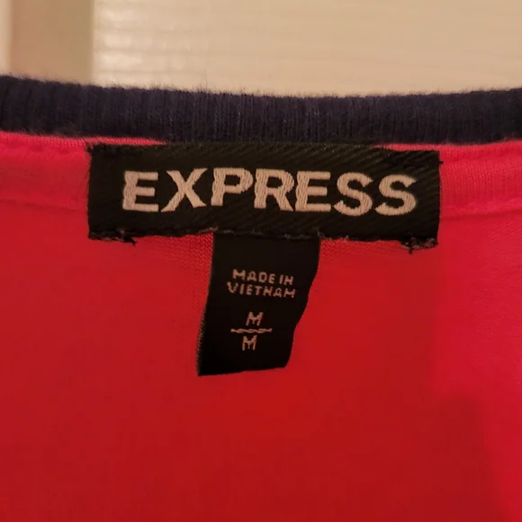 Express Fuchsia and Navy Women's Blouse - Picture 2 of 4